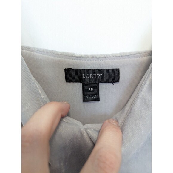 J CREW Velvet Tank Top Womens Size 8P Gray Going Out Cami Ruffle Sleeveless - Picture 7 of 9